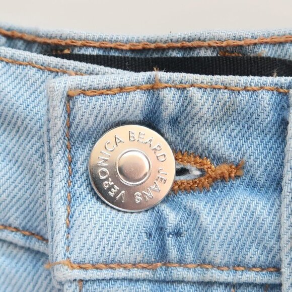 Veronica Beard Timmi High Rise Raw Hem Button Fly Denim Shorts Aire Blue Wash 25 - Picture 8 of 14